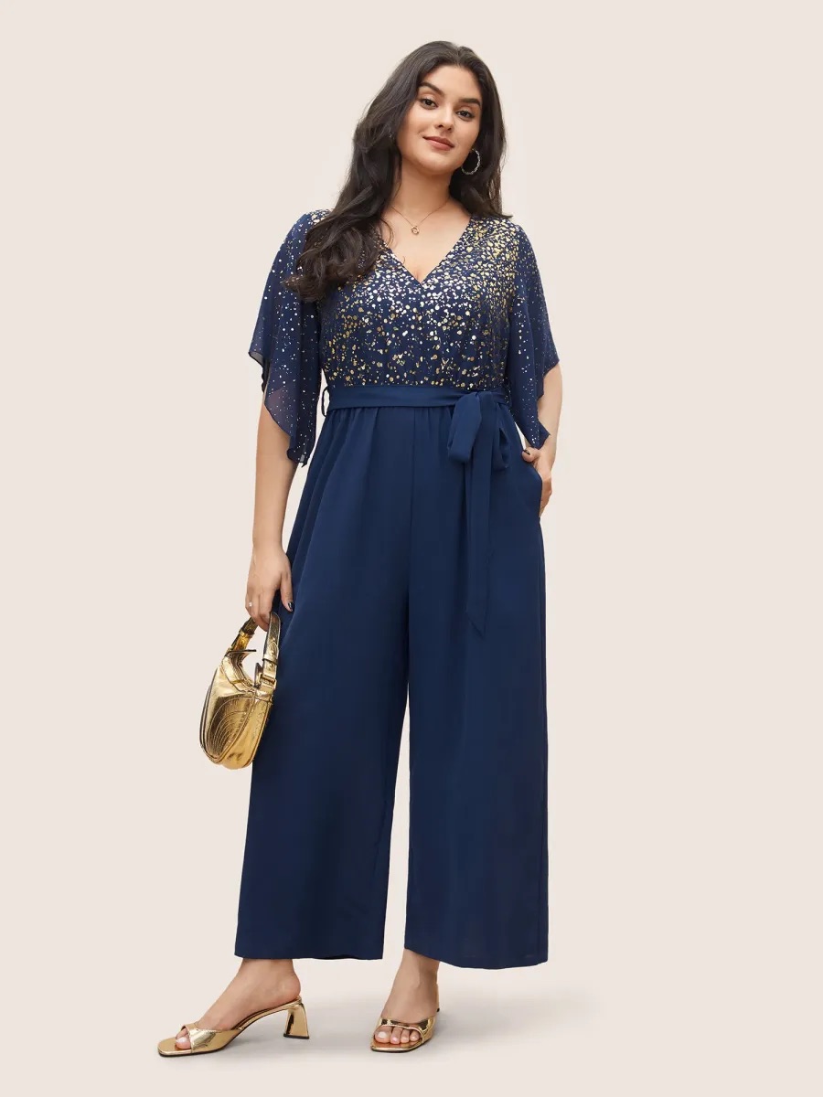 Bloomchic Navy Jumpsuit With Gold Accents